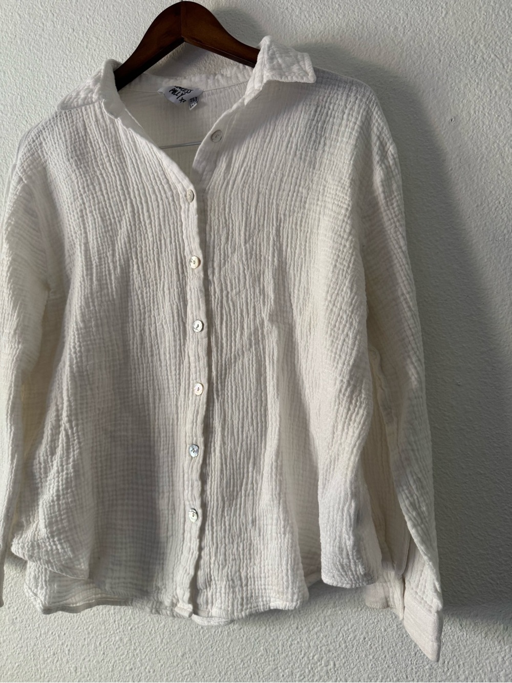 Princess Polly Mahalia White Cotton Button Up Shirt Size 8 Coastal Clean Girl - Picture 5 of 16